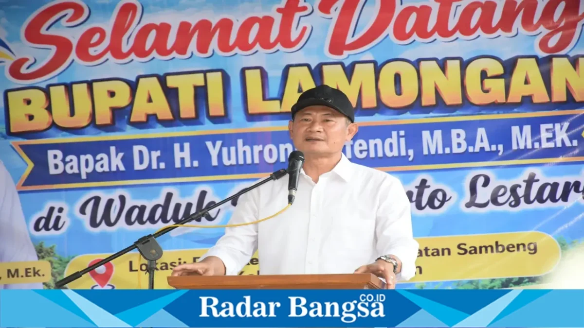 Bupati Lamongan Yuhronur Efendi menghadiri tasyakuran Embung Wono Tirto Lestari di Desa Kedungbanjar, Kecamatan Sambeng, Rabu (28/10). (Dok Foto: Ho/RadarBangsa.co.id)
