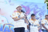Bupati Lamongan Yuhronur Efendi saat peringatan Haornas ke-43 di Alun-alun Lamongan, Minggu (4/10/2026). (Dok. Ho/RadarBangsa.co.id)