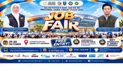 Gubernur Jawa Timur Khofifah Indar Parawansa dalam kegiatan Job Fair Inklusif 2026.