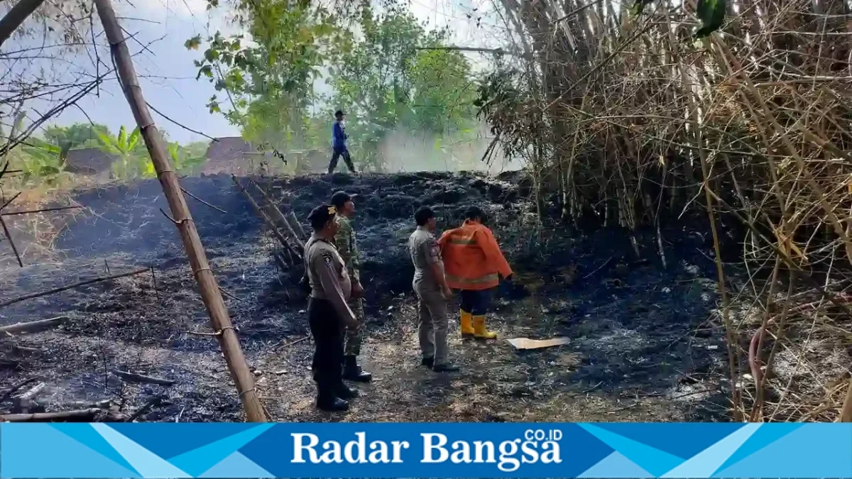 Petugas bersama warga menangani kebakaran lahan di wilayah Kecamatan Kedungpring, Kabupaten Lamongan, Kamis (22/10/2026). (Dok Ho/RadarBangsa.co.id)