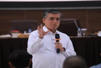 Menteri Ketenagakerjaan Yassierli saat memberikan arahan dalam kunjungan kerja di BPVP Bandung Barat, Jawa Barat, Jumat (9/10/2026). (Dok. Kemnaker)