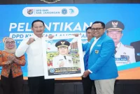 Bupati Lamongan Yuhronur Efendi menghadiri pelantikan DPD KNPI Lamongan periode 2026–2029 di Pendopo Lokatantra, Rabu (7/10/2026).