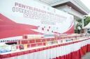 Barang bukti rokok ilegal yang ditampilkan dalam kegiatan penyelesaian hasil penindakan dan pemusnahan barang kena cukai ilegal tahun 2026. (Foto Ho/RadarBangsa.co.id).