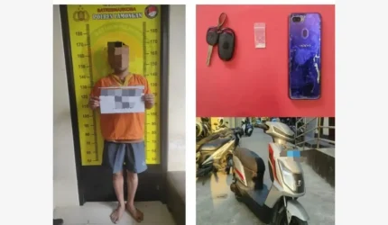Penindakan kasus peredaran sabu oleh Satresnarkoba Polres Lamongan di Kecamatan Tikung, Kabupaten Lamongan.