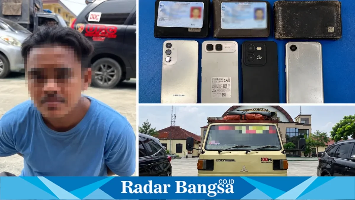 Polisi mengamankan terduga pelaku beserta truk yang dilaporkan hilang di Paciran, Lamongan, di wilayah Blora, Jawa Tengah. (Dok foto Ho/RadarBangsa.co.id).