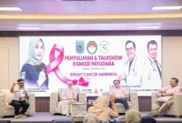 Kegiatan talkshow edukasi kanker payudara dalam rangka memperingati Hari Kanker Payudara Sedunia 2026 di Aula Lantai 5 RSUD H. Moh. Ruslan Kota Mataram, Rabu (28/10/2026). (Dok. Ho/RadarBangsa.co.id)