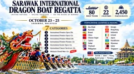 Poster Sarawak International Dragon Boat Regatta 2026 yang berlangsung pada 23–25 Oktober di Sarawak, Malaysia. (Dok. Ho/Panitia Sarawak International Dragon Boat Regatta).